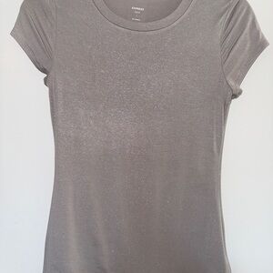 Express Metallic Gray Short Sleeve Top